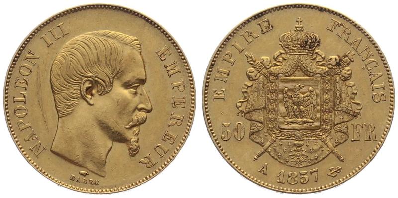 Frankreich 50 Francs 1857 A - Napoleon III.